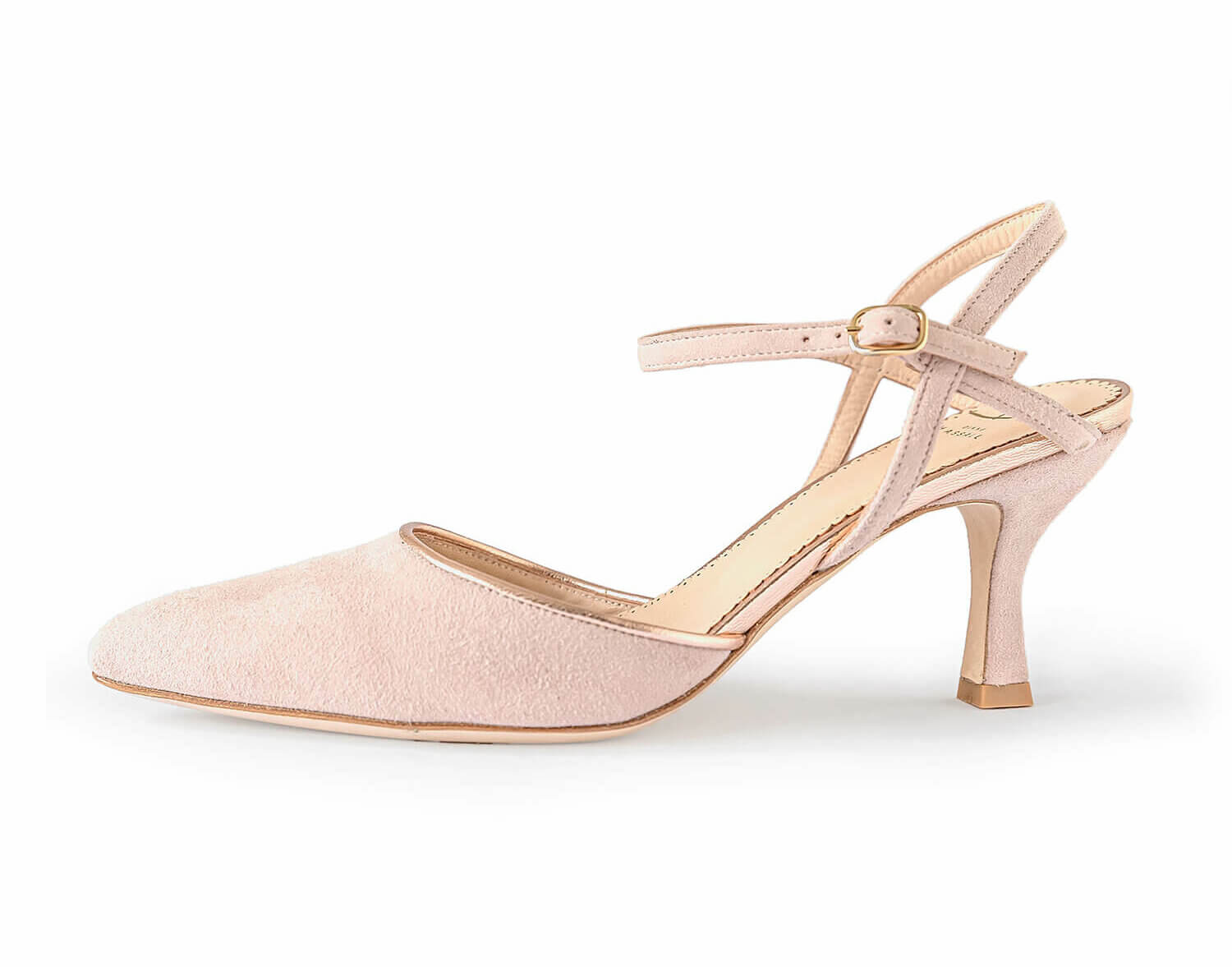 Rose gold low sales heel wedding shoes