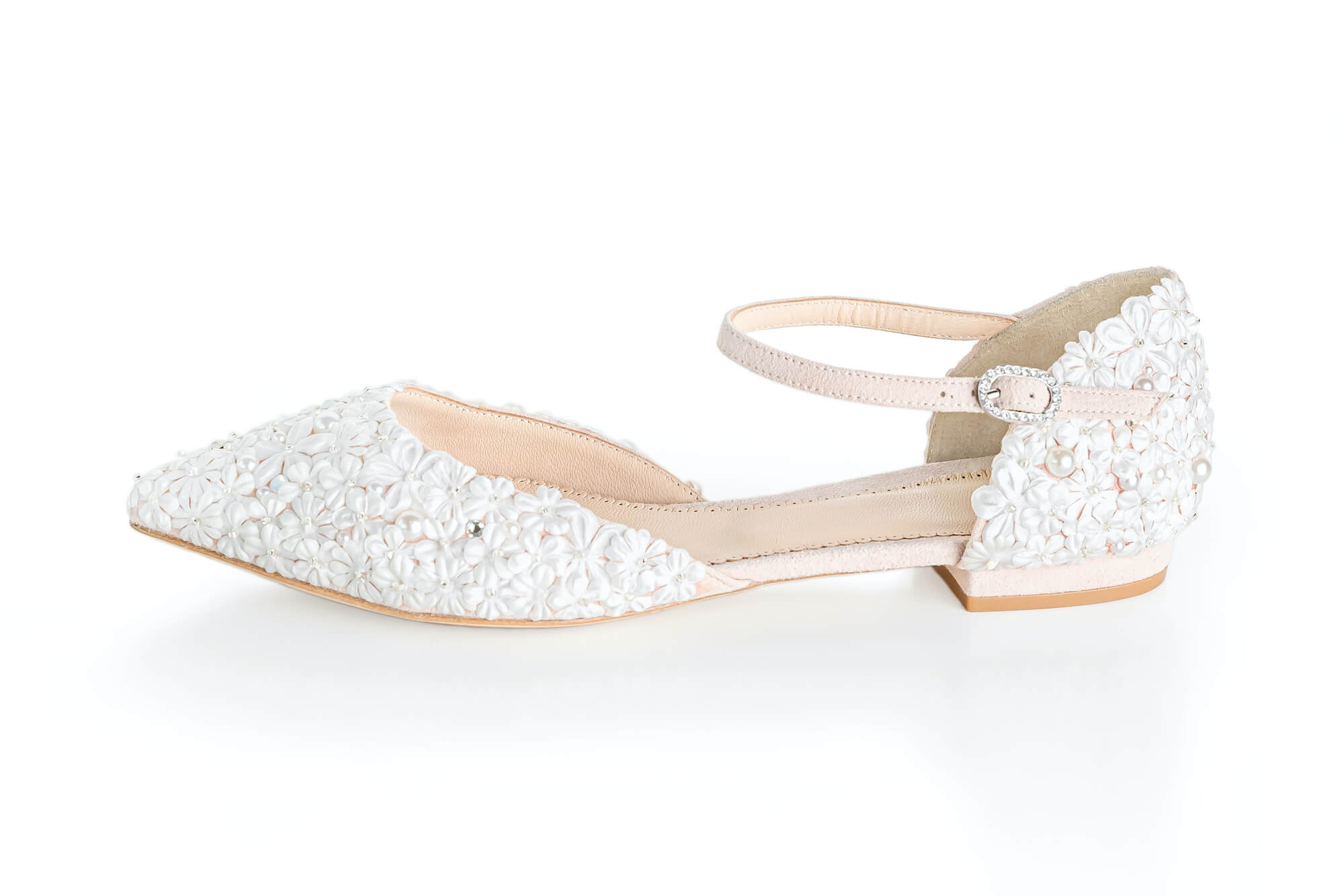 Lindy embellished bridal flats. Wedding shoes handmade by Di Hassall.