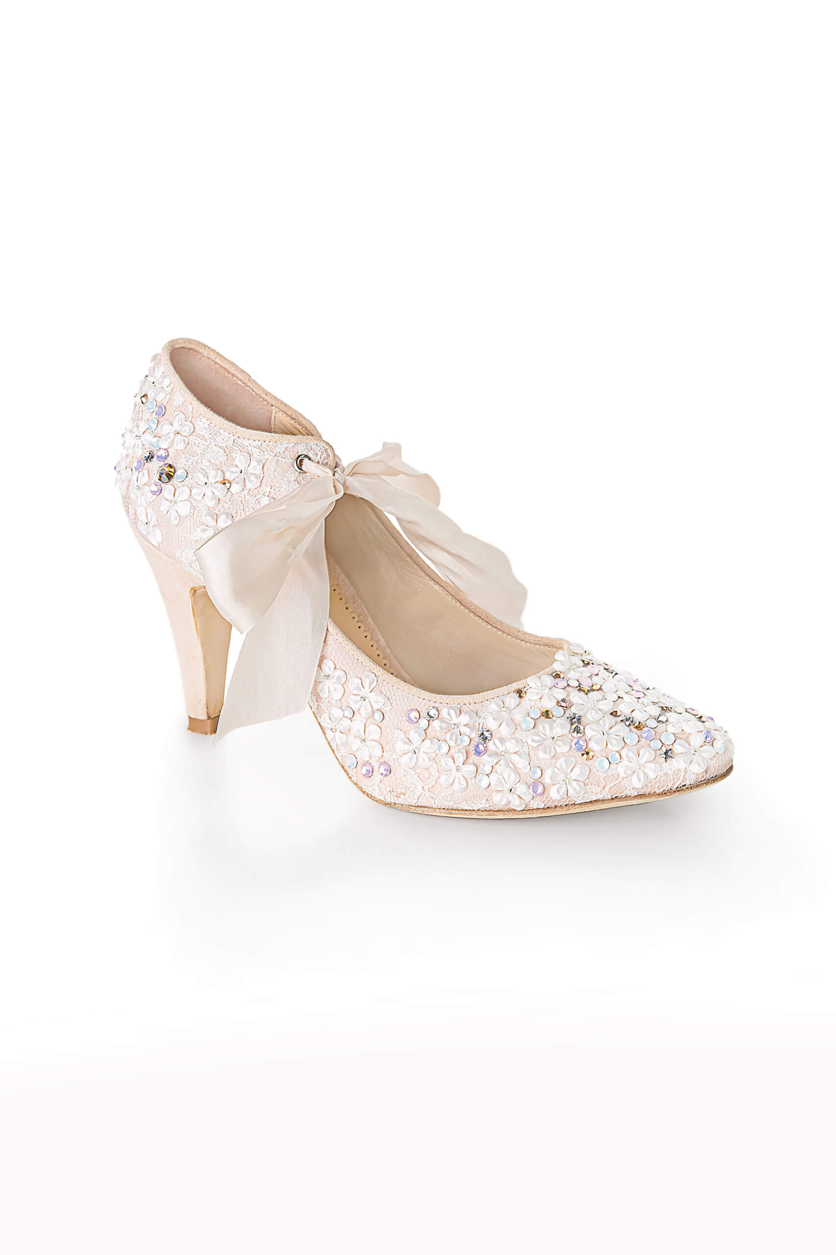 Dottie D Blossom embellished bridal mary janes. Wedding shoes handmade by Di Hassall.