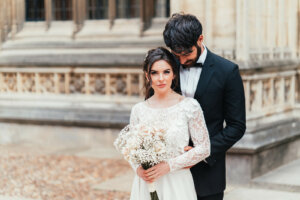Bride and groom at the Bodleian Library wedding venue