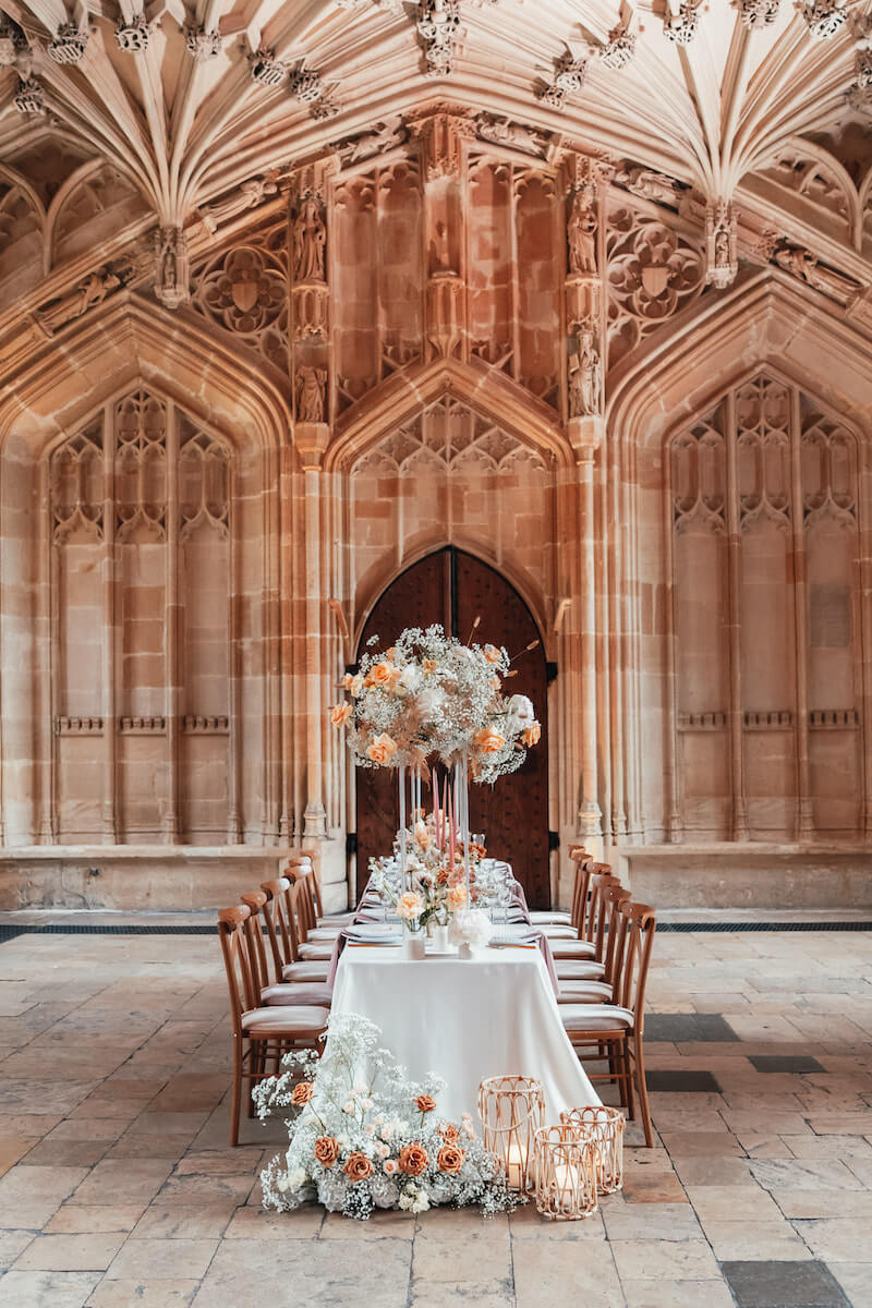 view of the inside of the Bodleian library wedding