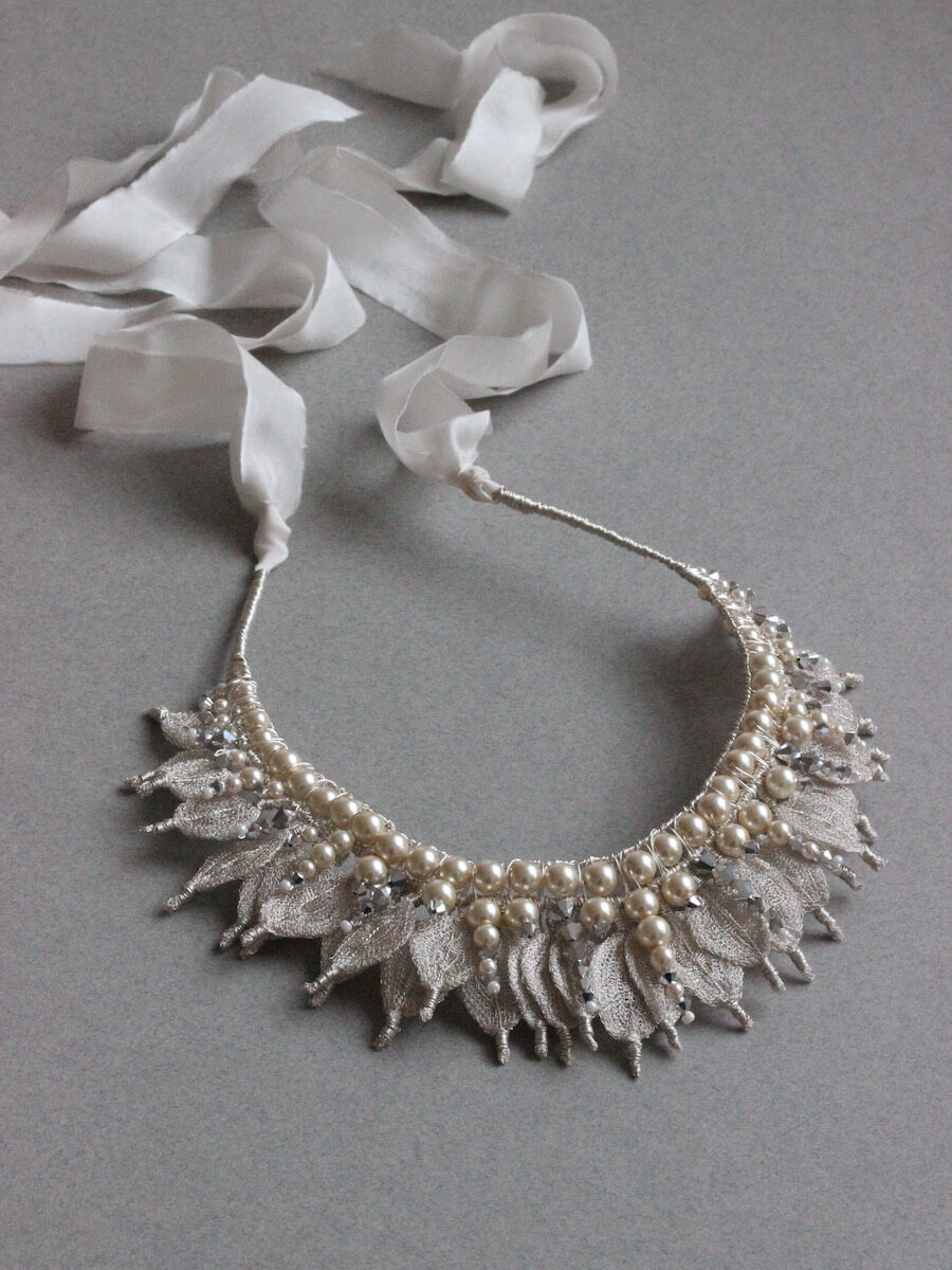 pearl and silk headpiece