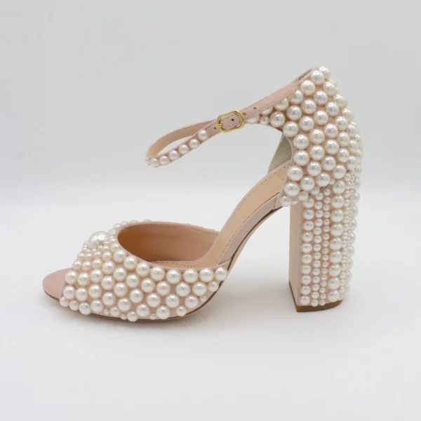 pearl covered peep toe